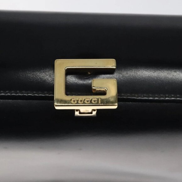 GUCCI Hand Bag Leather Navy Gold 000 1448 1269 Auth am8346 - Picture 11 of 14